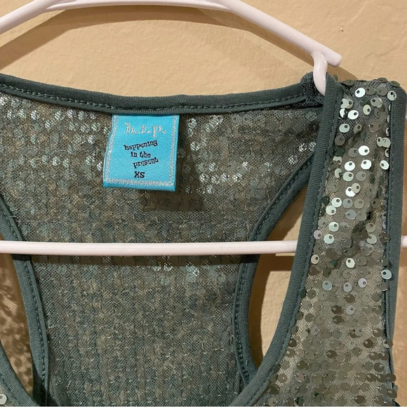 Shimmery Sequin Blue Green Mermaid Sleeveless Sheer Tank Top Tunic Mini Dress - Picture 6 of 6